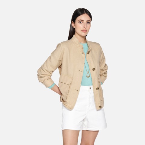 Bomber jacket MADDALUSIA WOMAN Oxford tan | GEOX