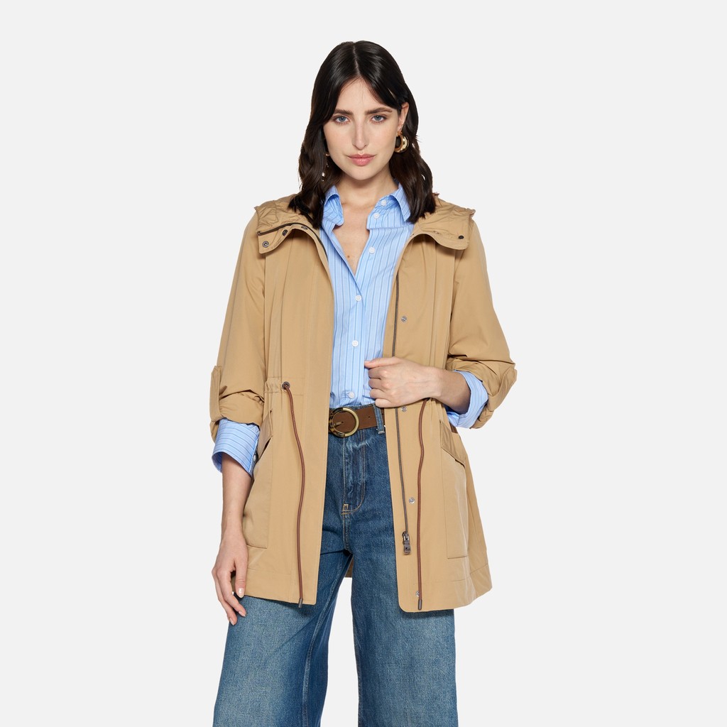 Long parka DANDRA WOMAN Tannin - image number 0 | GEOX