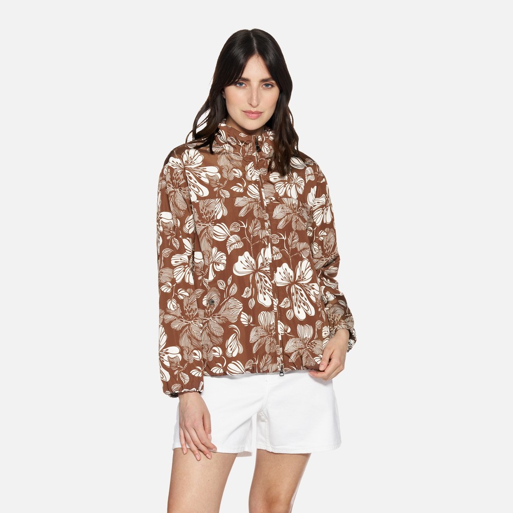 Giacca leggera ANNYA WOMAN Marrone/Bianco - image number 1 | GEOX