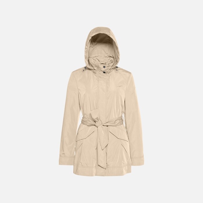 Jacket with hood ANNYA WOMAN Oxford tan | GEOX
