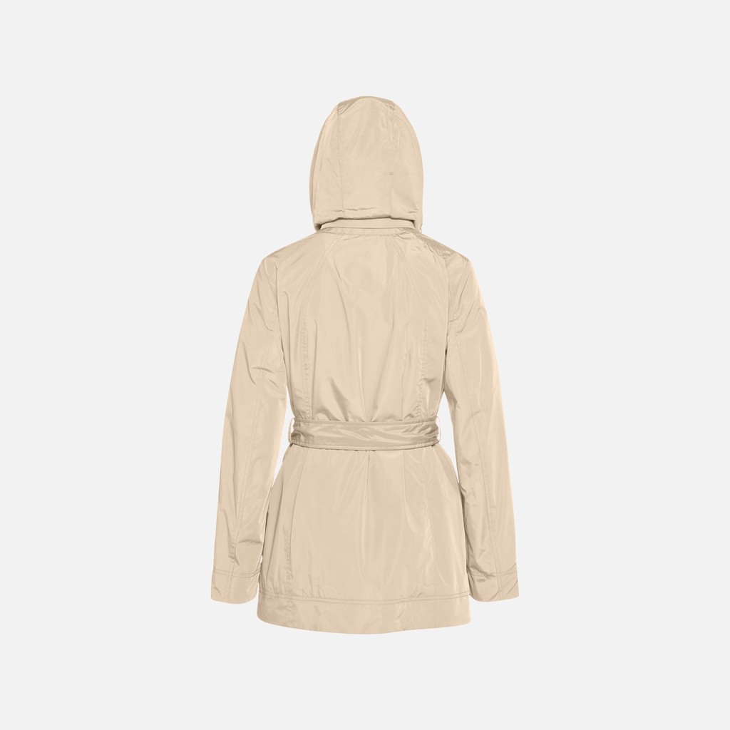 Jacket with hood ANNYA WOMAN Oxford tan - image number 2 | GEOX