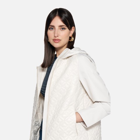 Parka corto SPHERICA DONNA Bianco latte - image number 3 | GEOX