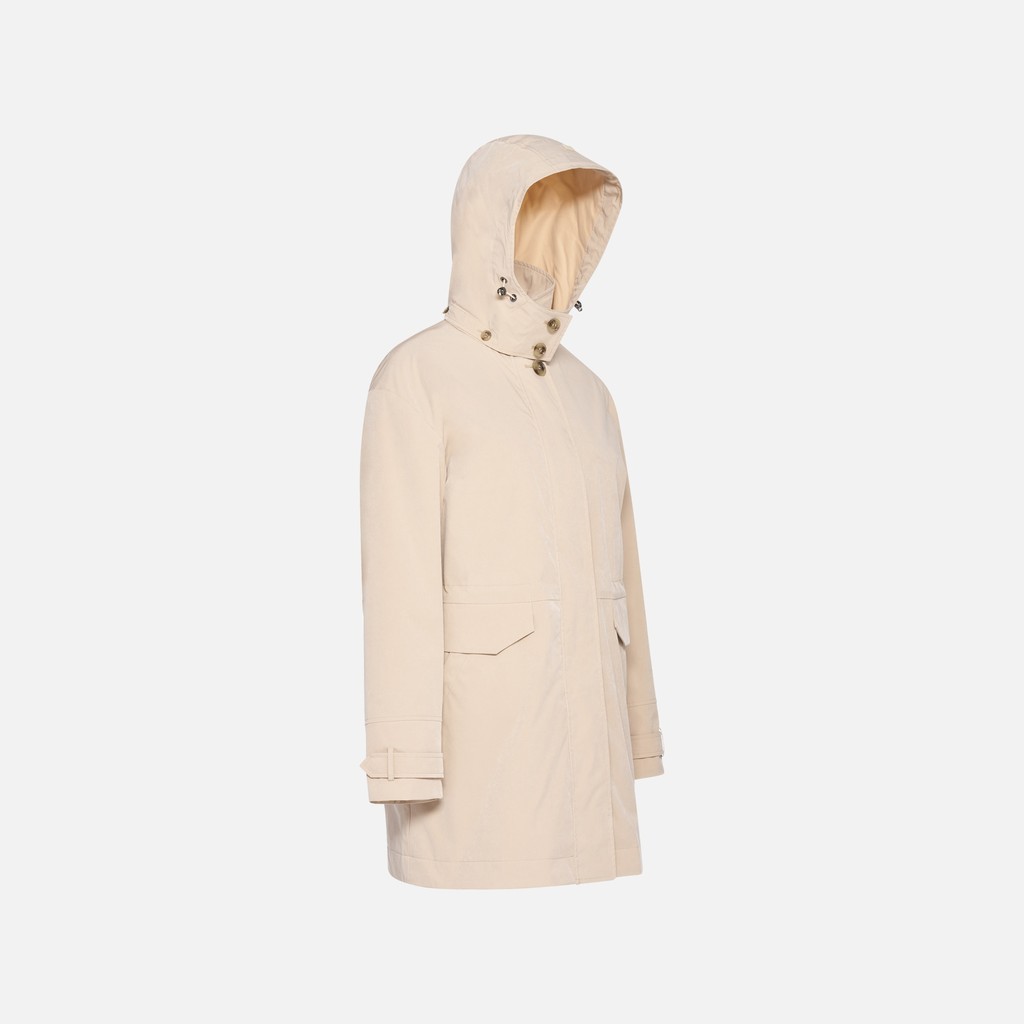 Jacket with hood MANTINEA WOMAN Oxford tan - image number 3 | GEOX