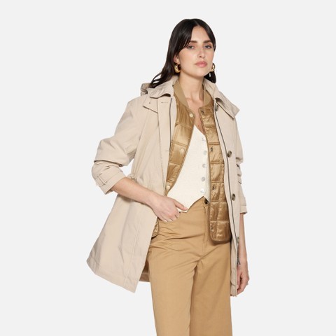 Jacket with hood MANTINEA WOMAN Oxford tan | GEOX
