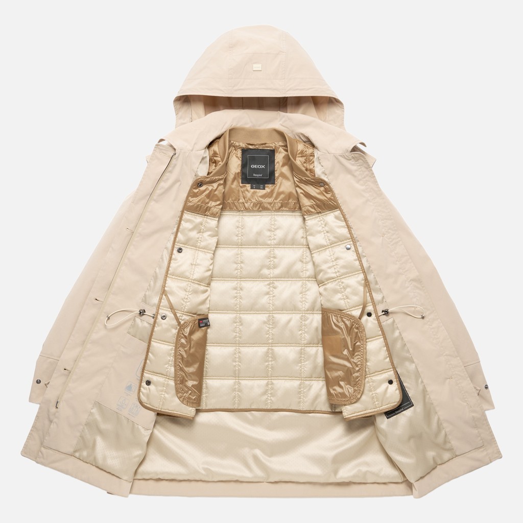 Jacket with hood MANTINEA WOMAN Oxford tan - image number 8 | GEOX