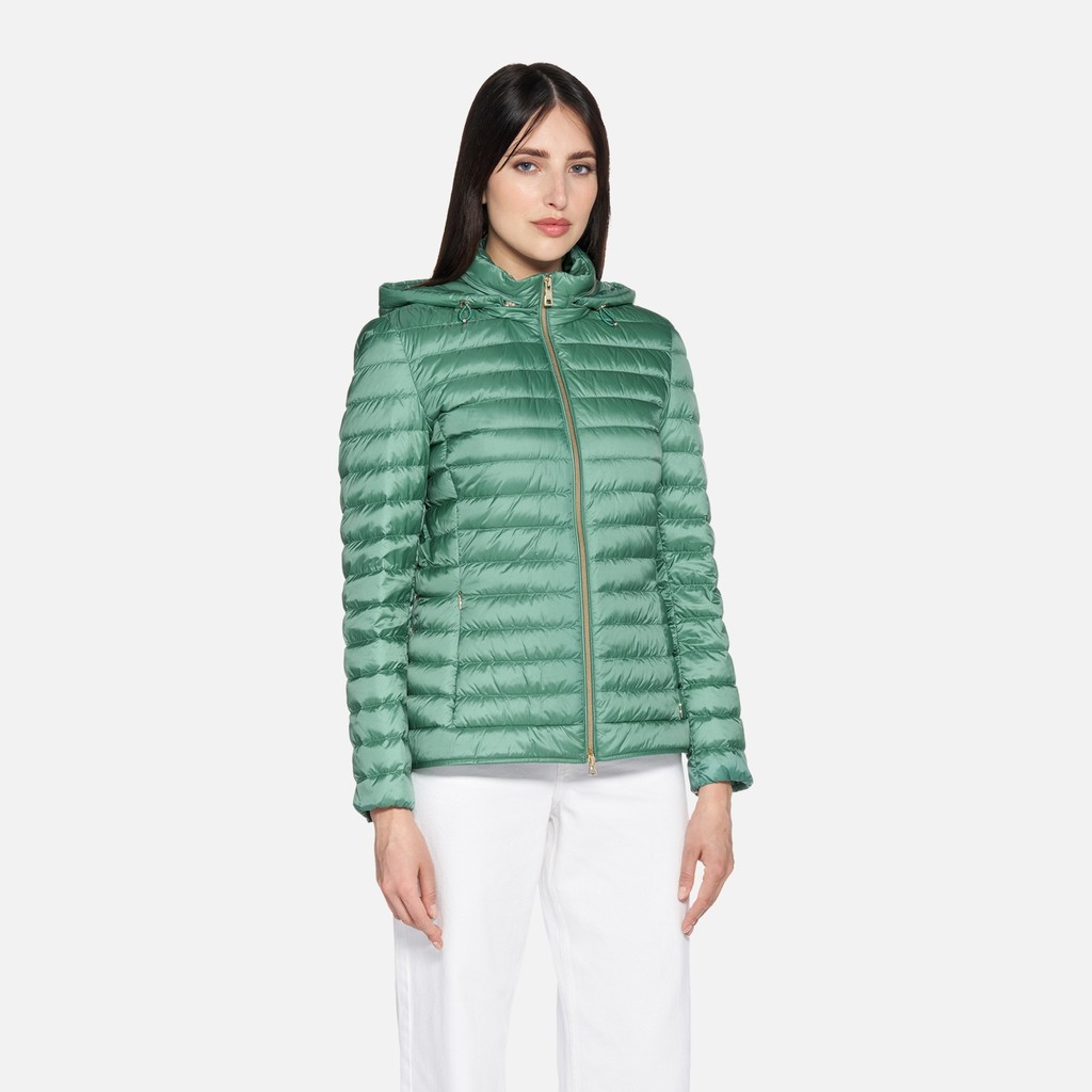 Short down jacket JAYSEN WOMAN Bottle green - image number 1 | GEOX