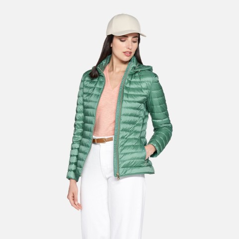 Short down jacket JAYSEN WOMAN Bottle green - image number 0 | GEOX
