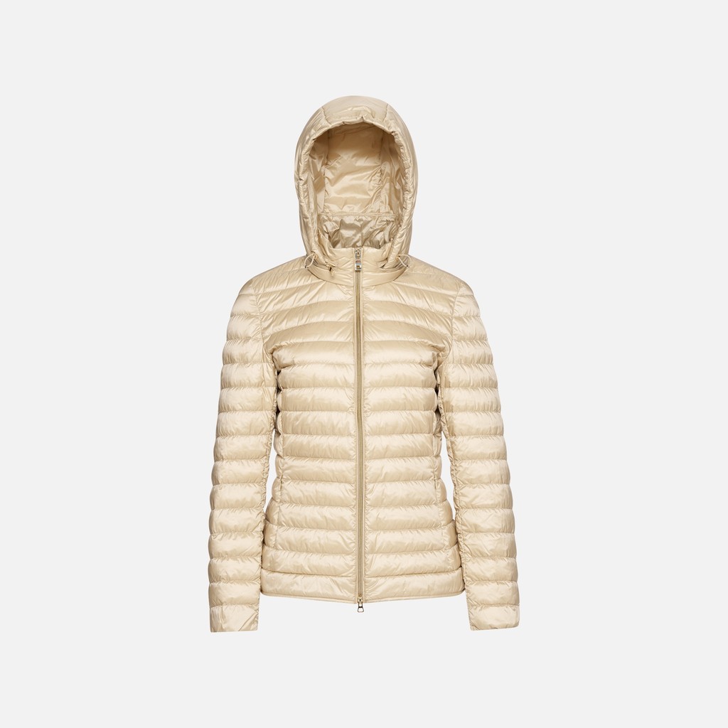 Short down jacket JAYSEN WOMAN Oxford tan - image number 3 | GEOX