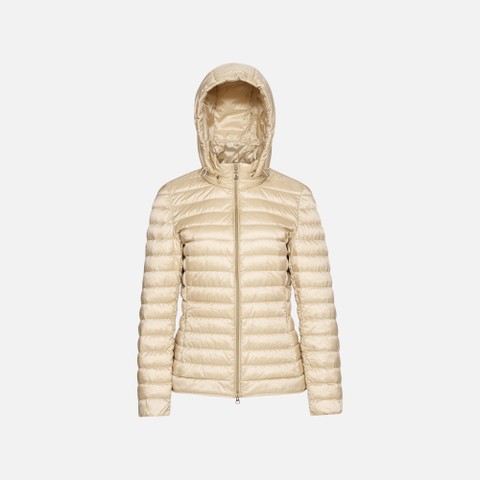 Short down jacket JAYSEN WOMAN Oxford tan - image number 3 | GEOX