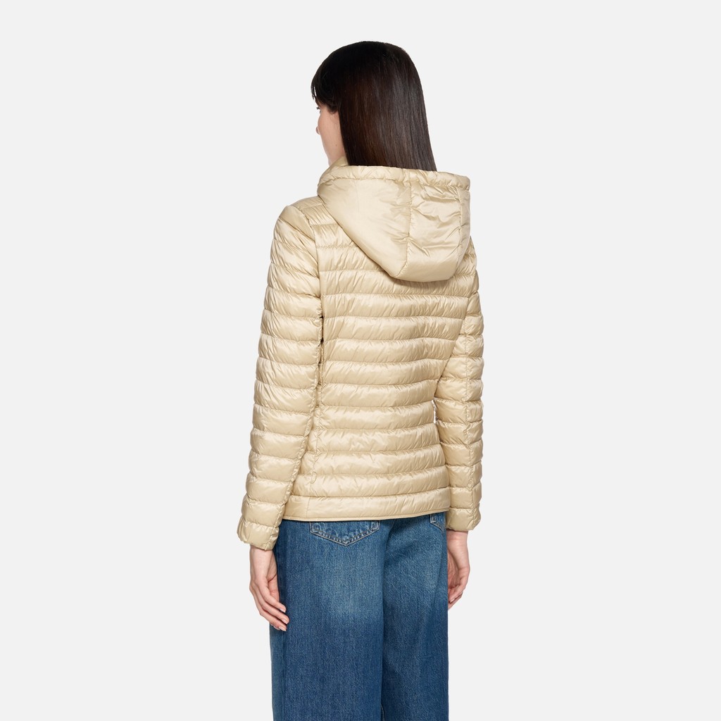 Short down jacket JAYSEN WOMAN Oxford tan - image number 2 | GEOX