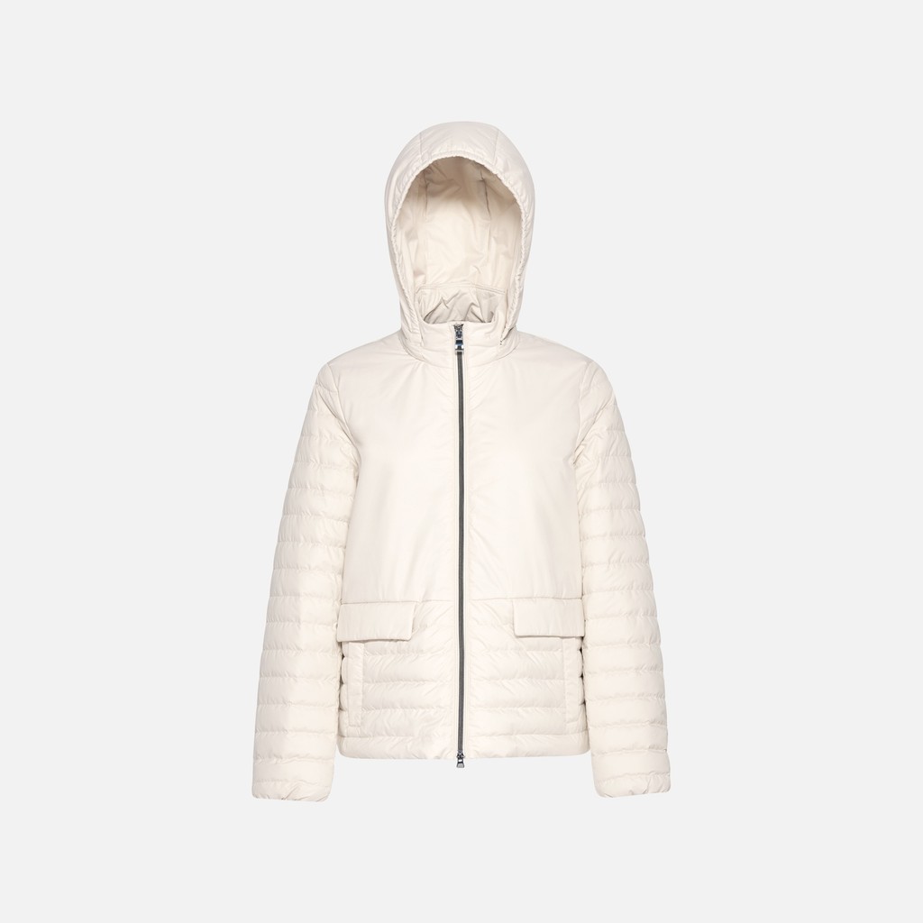 Short down jacket MYLUSE WOMAN Moonbeam - image number 0 | GEOX