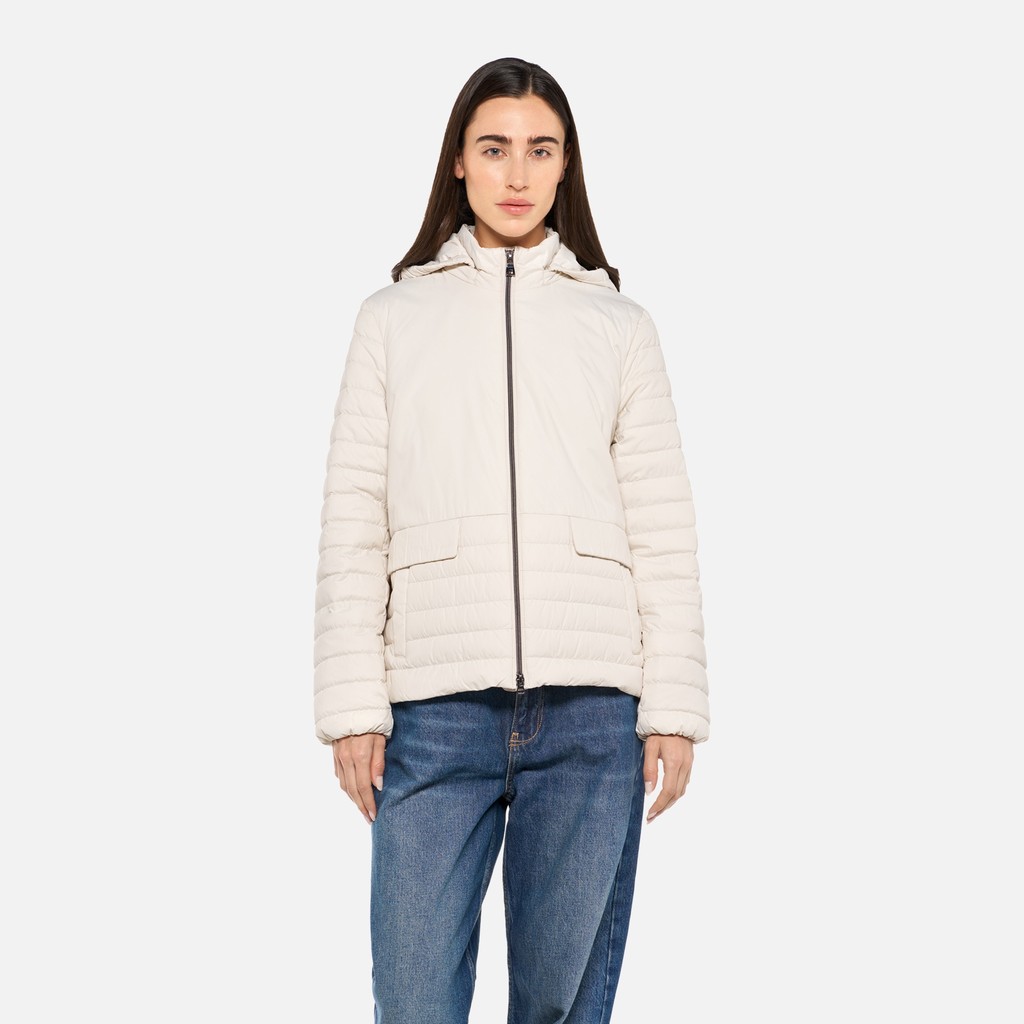 Doudoune courte MYLUSE FEMME Blanc cass&eacute; - image number 1 | GEOX