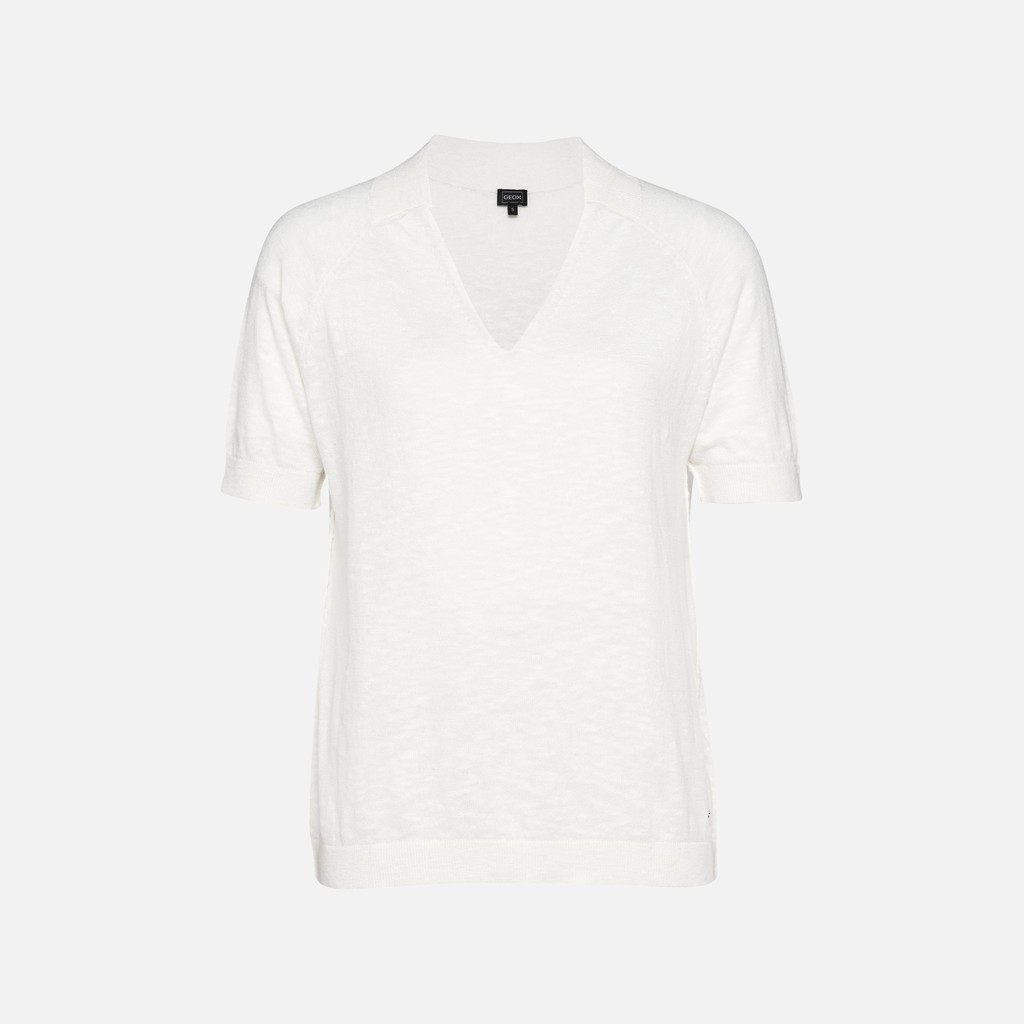 T-shirt KNIT WOMAN White - image number 4 | GEOX