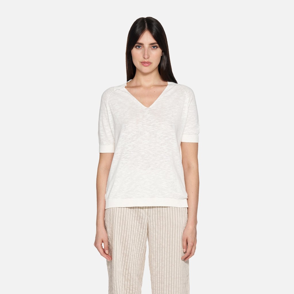 T-shirt KNIT WOMAN White - image number 2 | GEOX