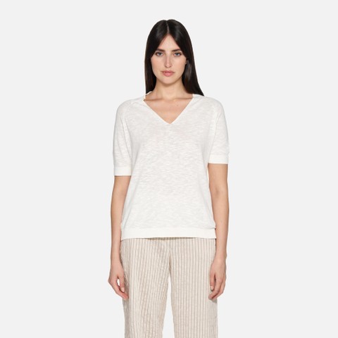 T-shirt KNIT WOMAN White - image number 2 | GEOX