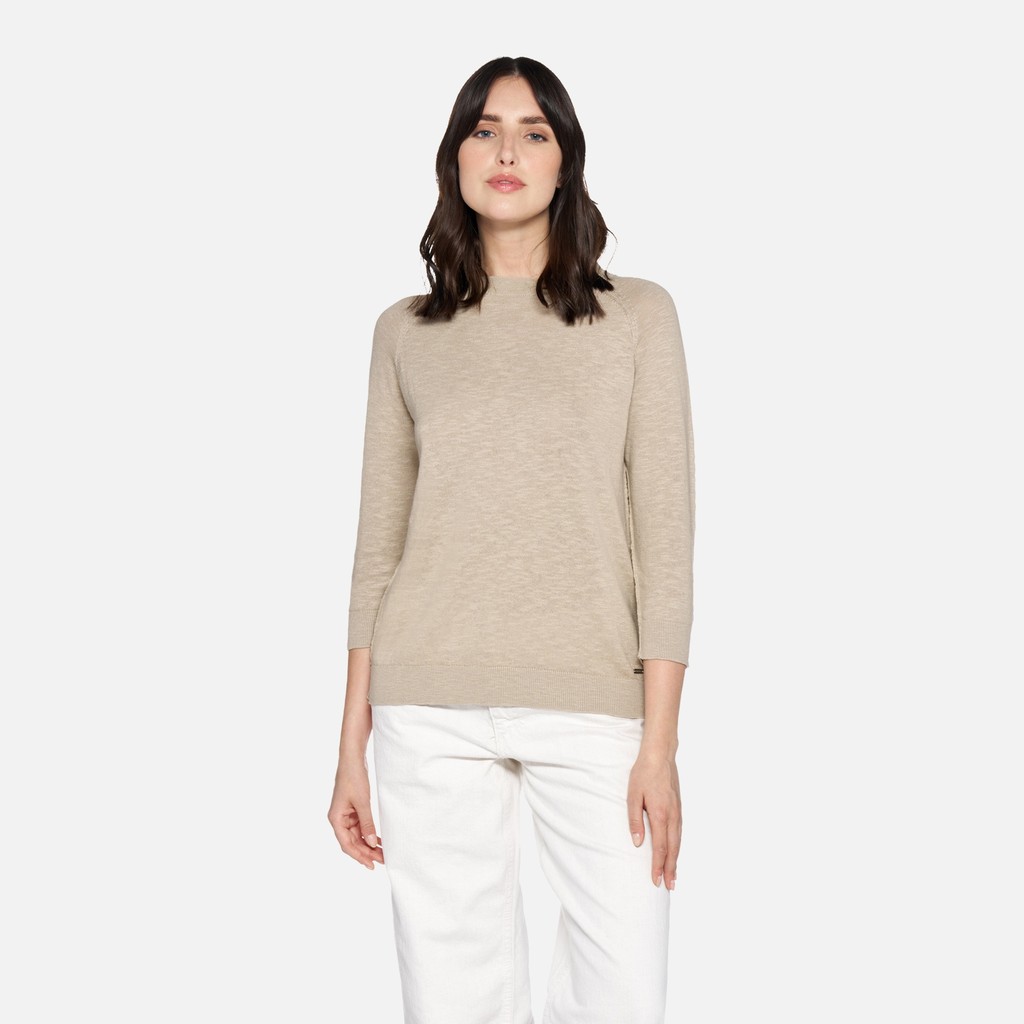 Crew-neck sweater KNIT WOMAN Humus - image number 2 | GEOX