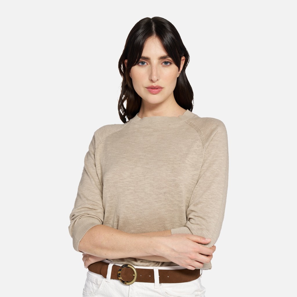 Crew-neck sweater KNIT WOMAN Humus - image number 3 | GEOX