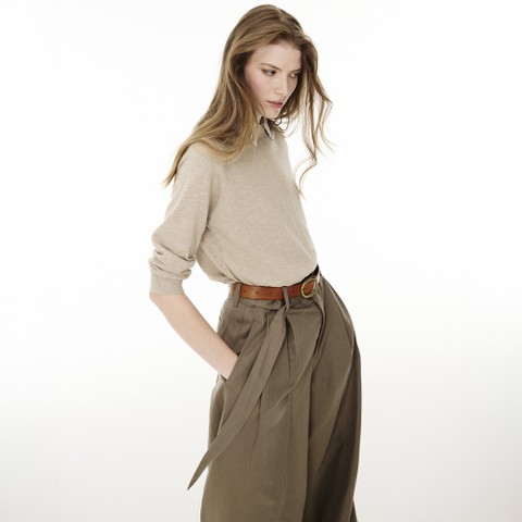 Crew-neck sweater KNIT WOMAN Humus - image number 9 | GEOX