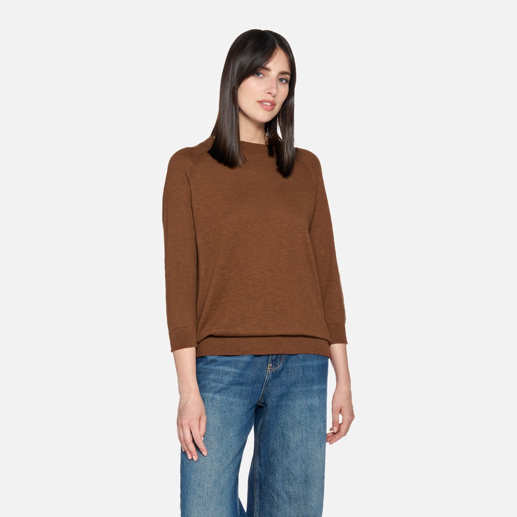 Crew-neck sweater KNIT WOMAN Partridge - image number 1 | GEOX