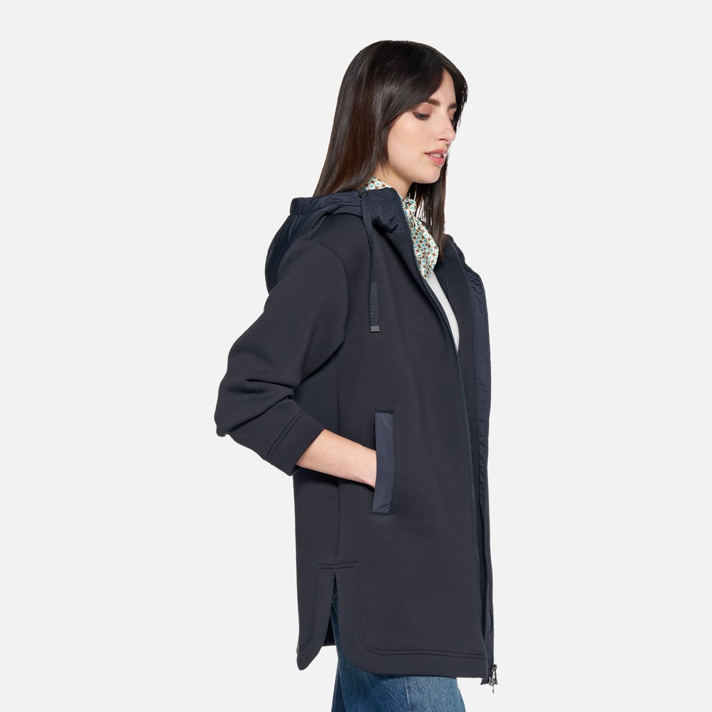 Sweat-shirt &agrave; capuche SWEATER FEMME Bleu nuit - image number 3 | GEOX