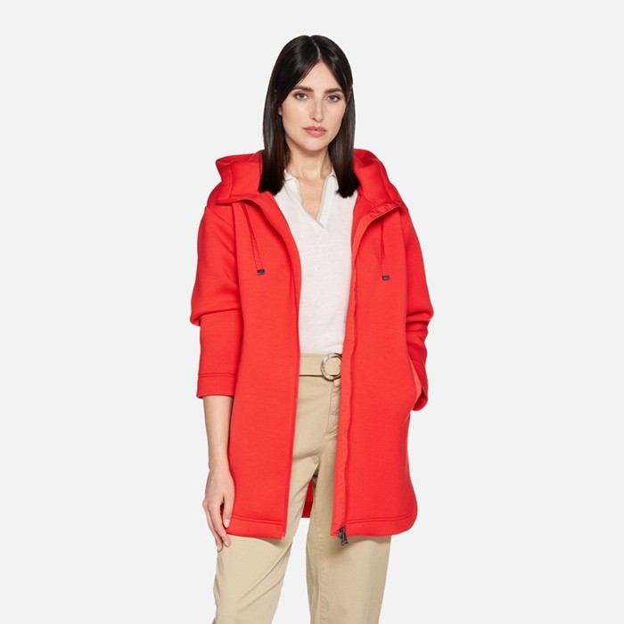 Sweat-shirt &agrave; capuche SWEATER FEMME Rouge vif/Rouge vif | GEOX