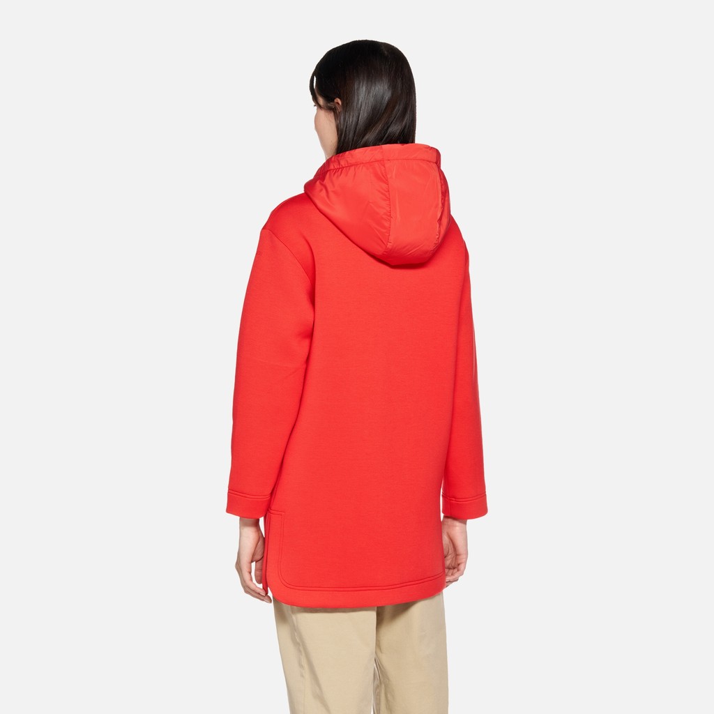 Sweat-shirt &agrave; capuche SWEATER FEMME Rouge vif/Rouge vif - image number 2 | GEOX