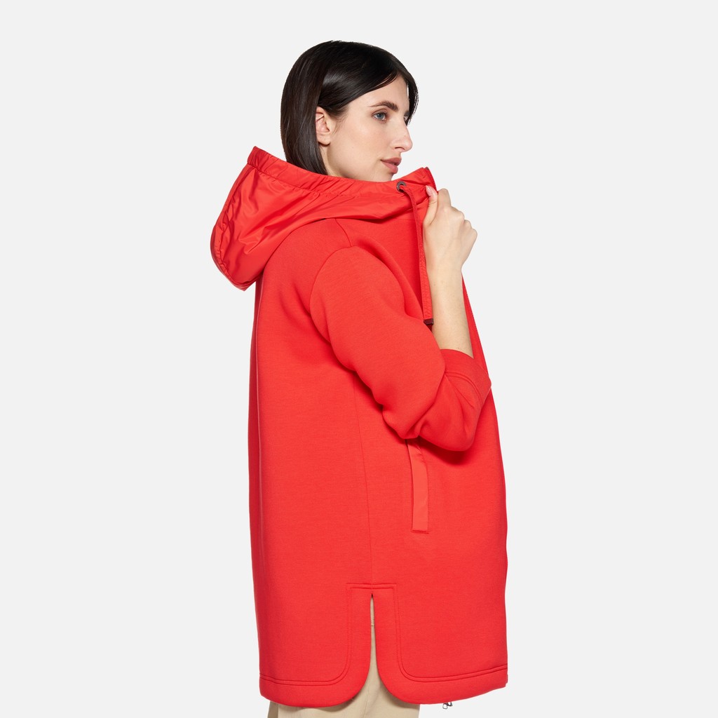 Sweat-shirt &agrave; capuche SWEATER FEMME Rouge vif/Rouge vif - image number 4 | GEOX