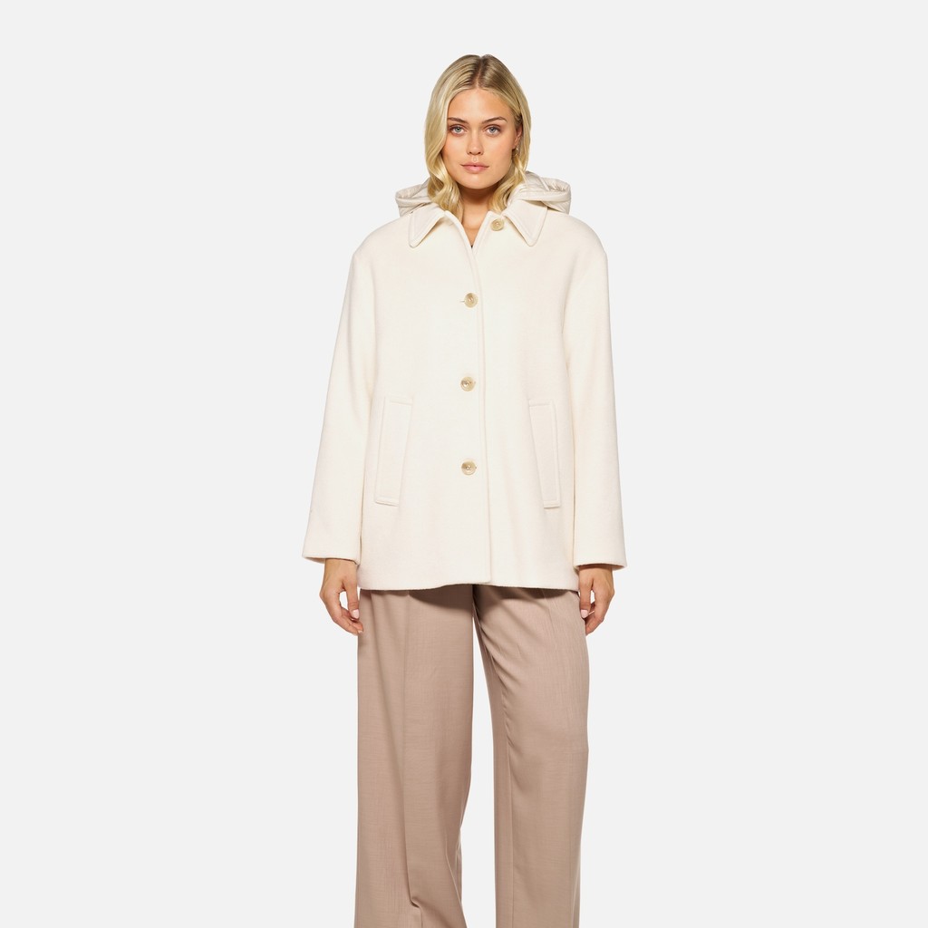 Woollen coats RAWELLE WOMAN Moonbeam - image number 1 | GEOX