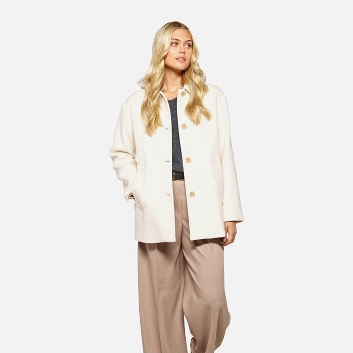 Woollen coats RAWELLE WOMAN Moonbeam | GEOX