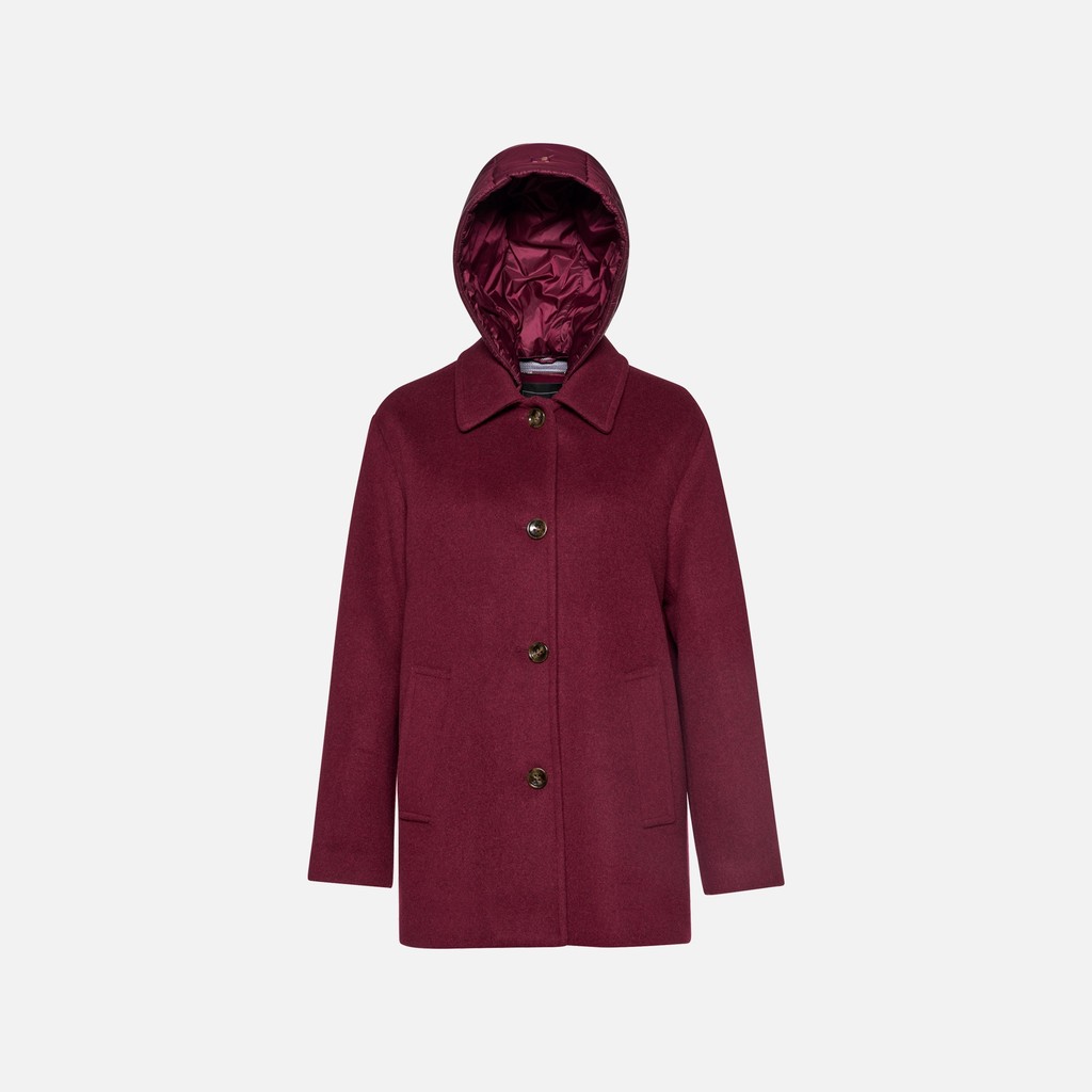 Woollen coats RAWELLE WOMAN Tawny Port - image number 5 | GEOX