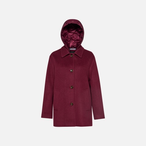 Woollen coats RAWELLE WOMAN Tawny Port - image number 5 | GEOX