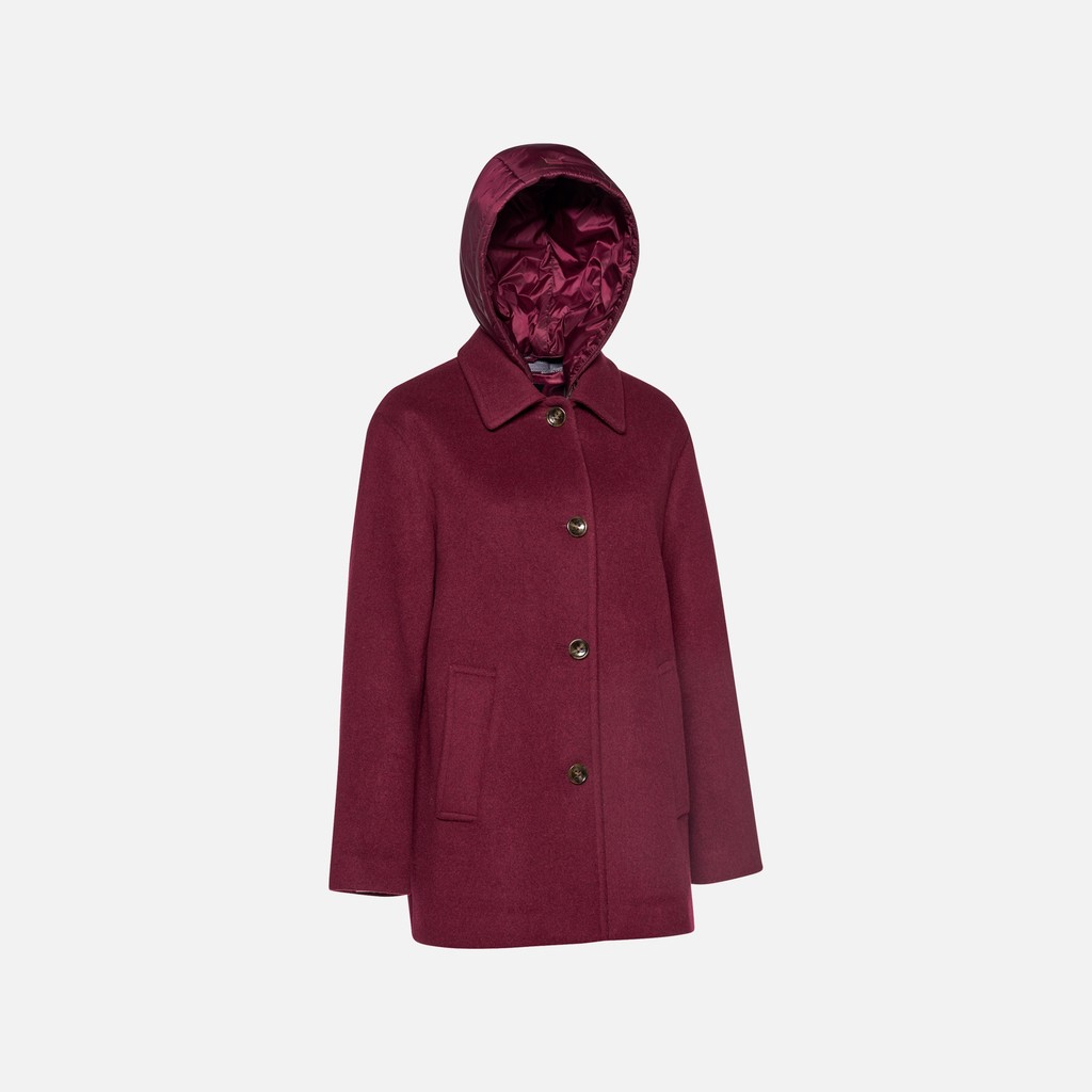 Woollen coats RAWELLE WOMAN Tawny Port - image number 6 | GEOX