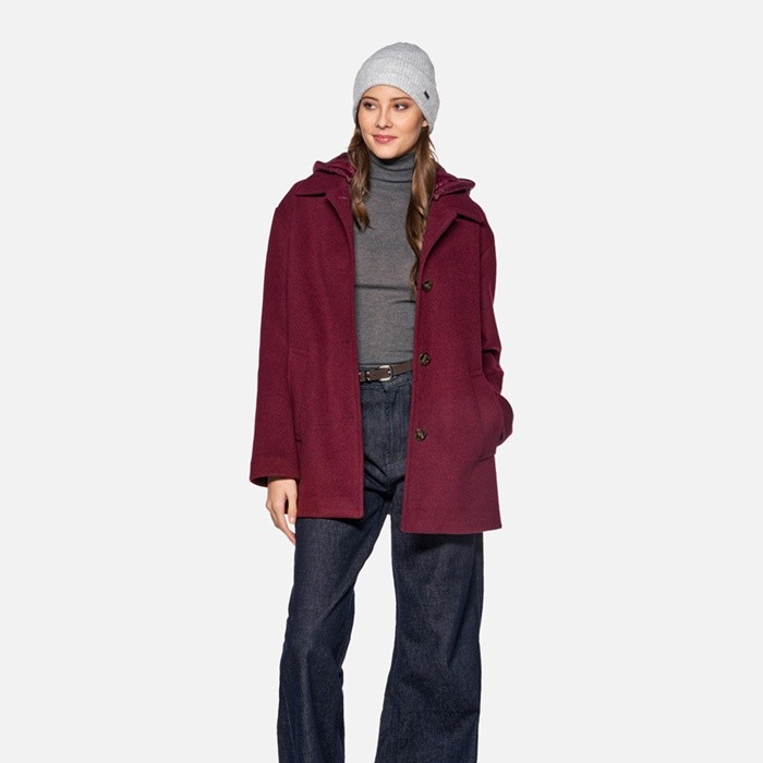 Woollen coats RAWELLE WOMAN Tawny Port | GEOX