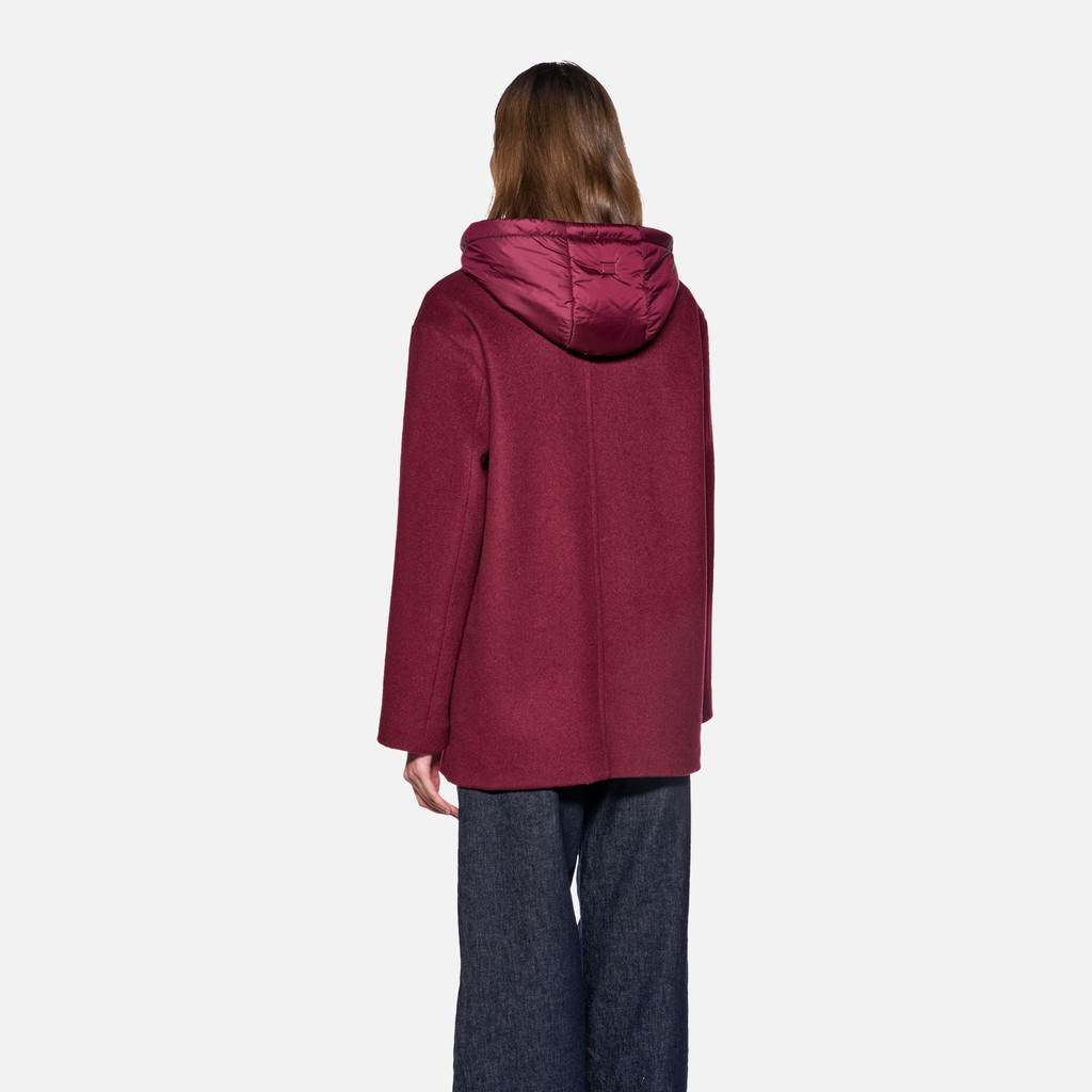 Woollen coats RAWELLE WOMAN Tawny Port - image number 2 | GEOX