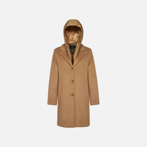 Woollen coats RAWELLE WOMAN Camel Gold - image number 4 | GEOX