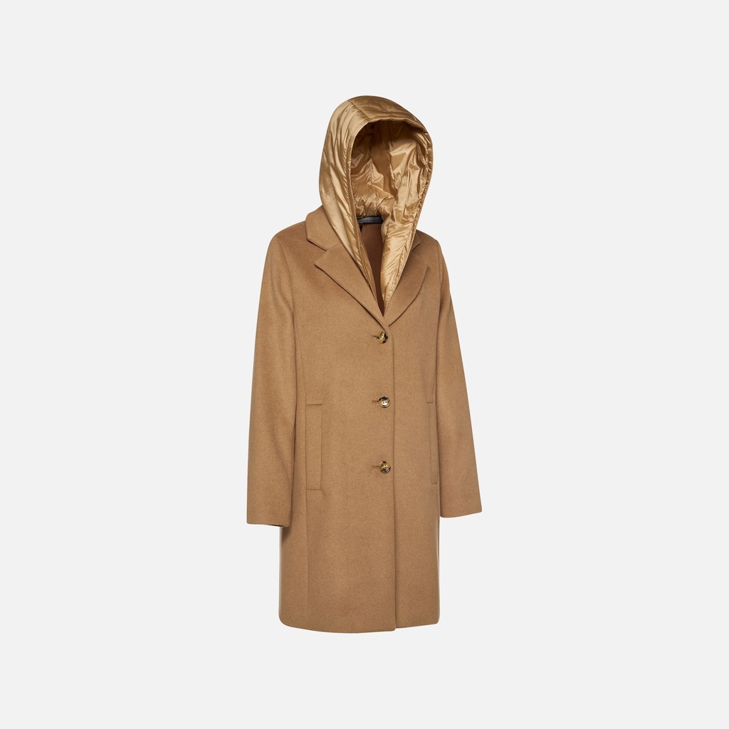 Woollen coats RAWELLE WOMAN Camel Gold - image number 5 | GEOX
