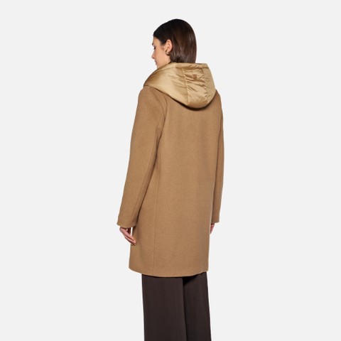 Woollen coats RAWELLE WOMAN Camel Gold - image number 2 | GEOX