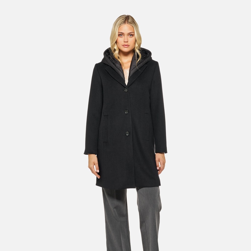 Woollen coats RAWELLE WOMAN Black - image number 1 | GEOX