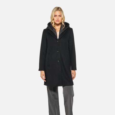 Woollen coats RAWELLE WOMAN Black - image number 1 | GEOX