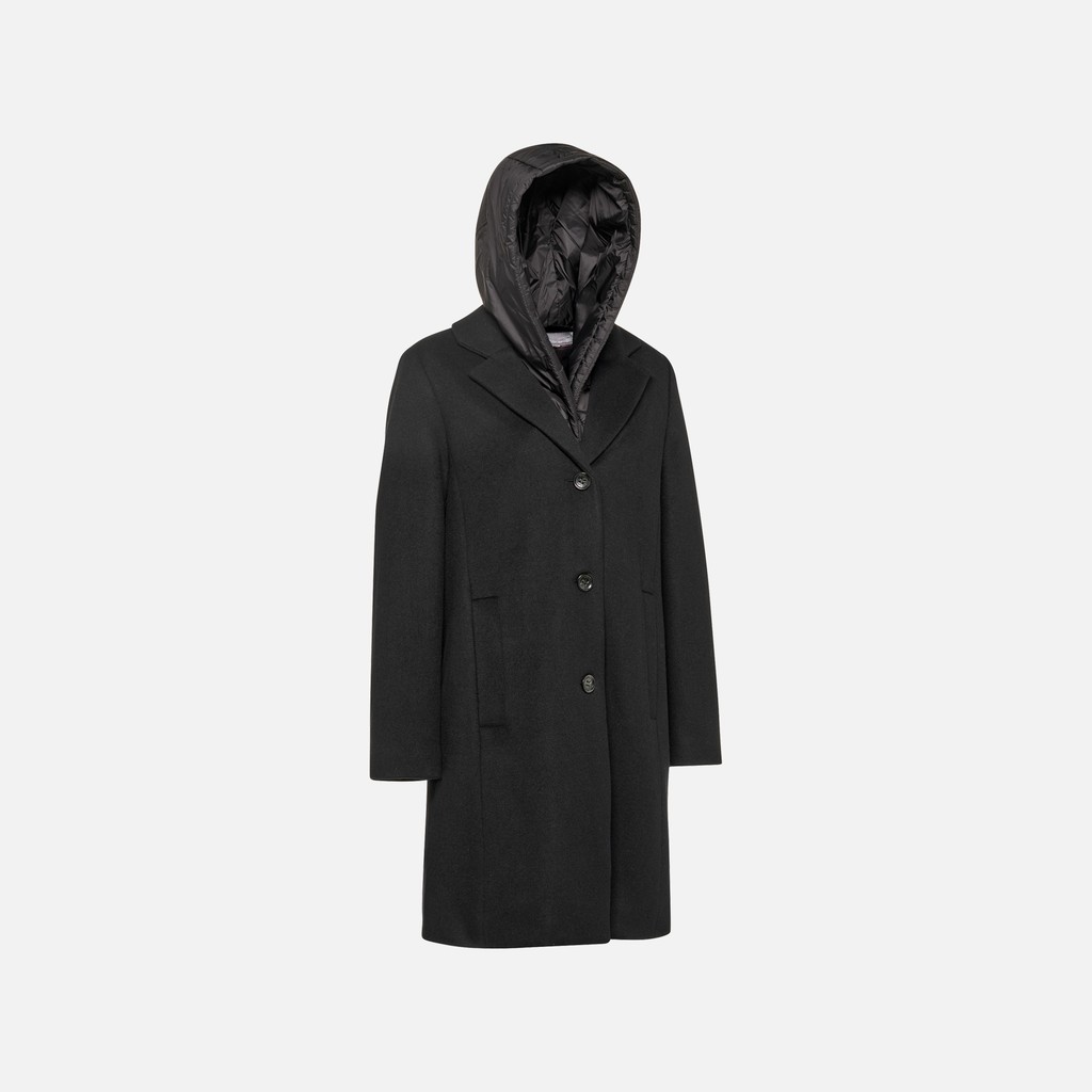 Woollen coats RAWELLE WOMAN Black - image number 6 | GEOX