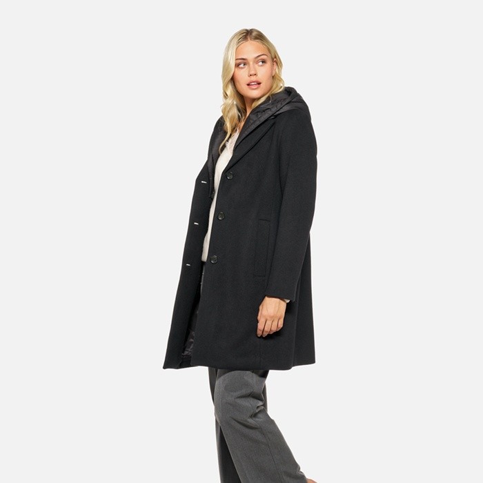 Woollen coats RAWELLE WOMAN Black | GEOX