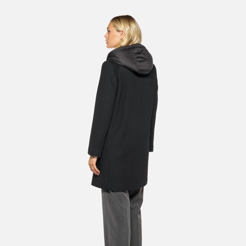 Woollen coats RAWELLE WOMAN Black - image number 2 | GEOX