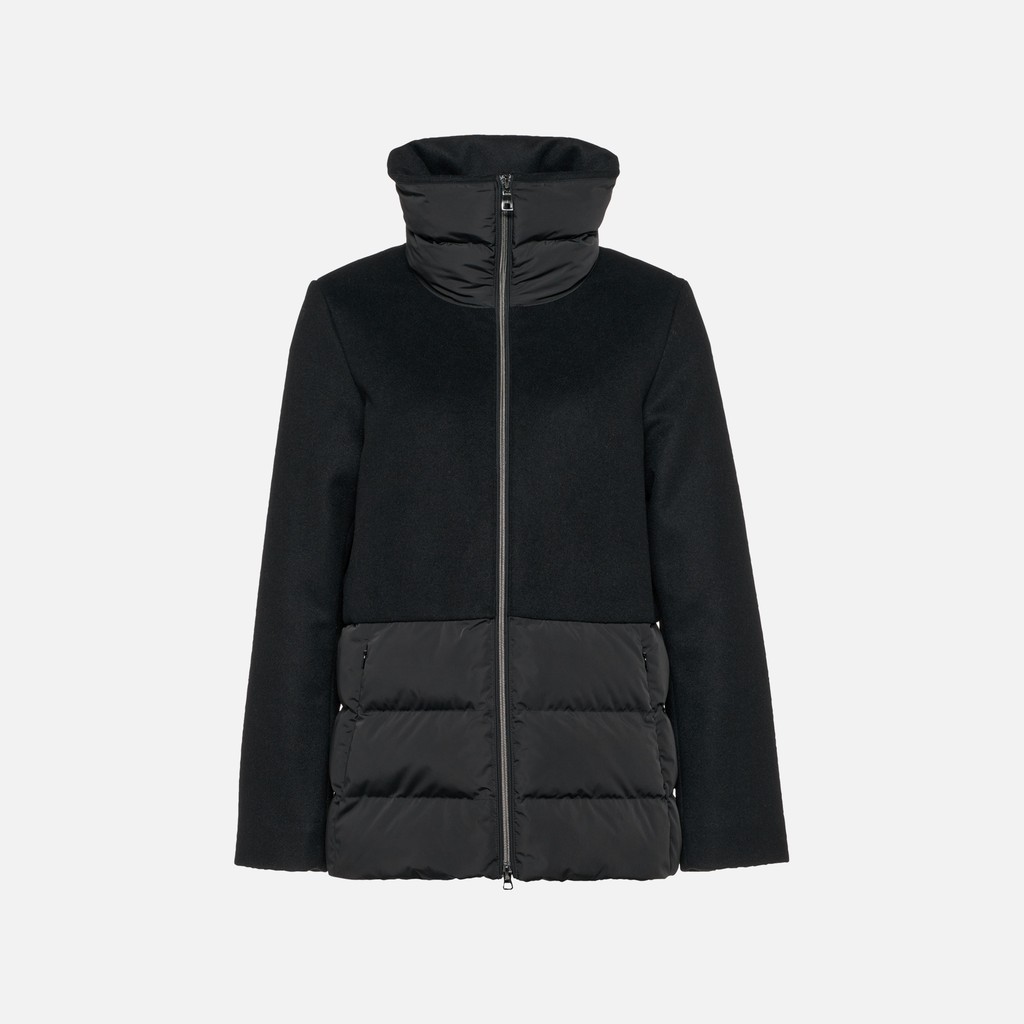 Coat with collar PLUETTE WOMAN Black/Black - image number 4 | GEOX