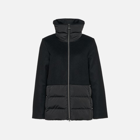Coat with collar PLUETTE WOMAN Black/Black - image number 4 | GEOX