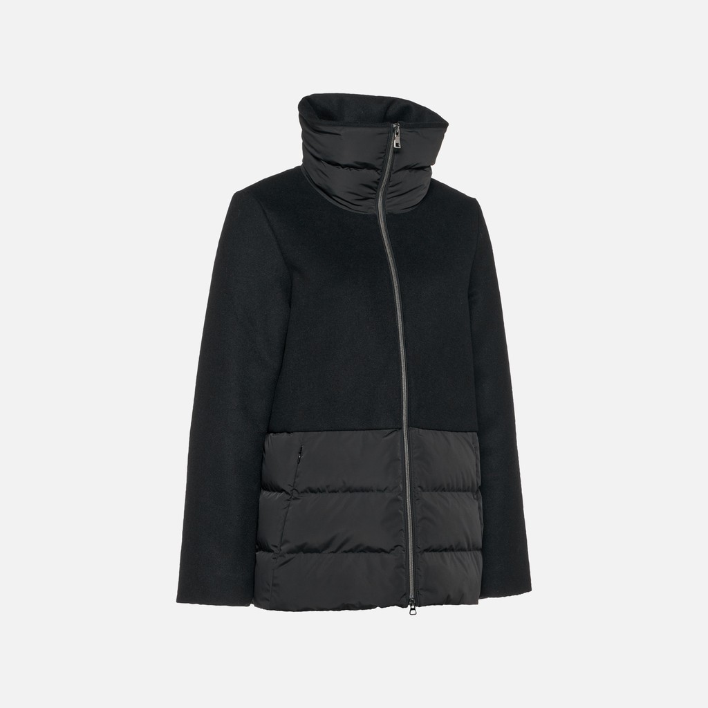 Coat with collar PLUETTE WOMAN Black/Black - image number 5 | GEOX