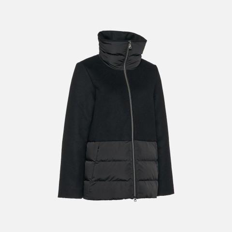 Coat with collar PLUETTE WOMAN Black/Black - image number 5 | GEOX