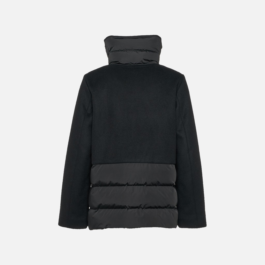 Coat with collar PLUETTE WOMAN Black/Black - image number 6 | GEOX