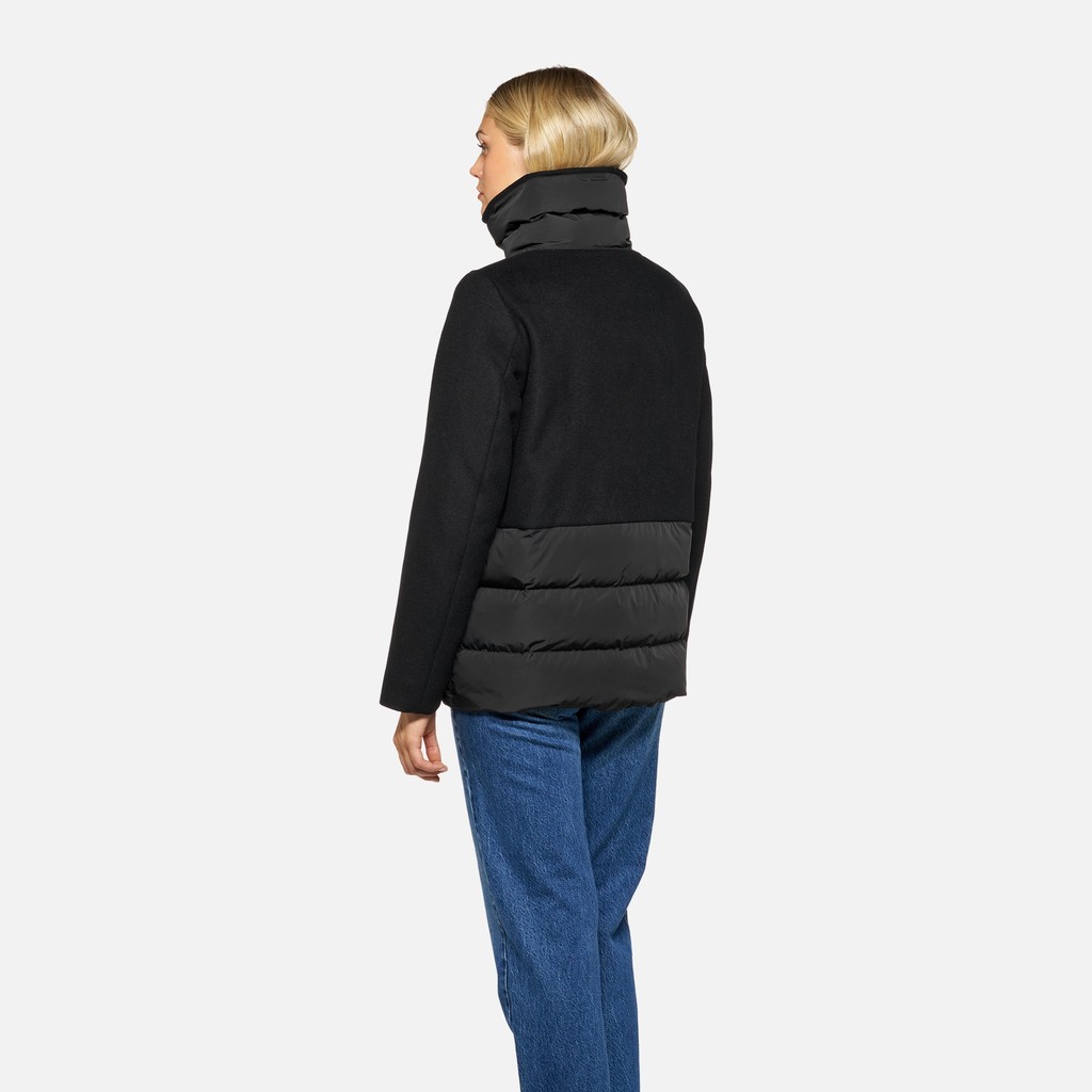Coat with collar PLUETTE WOMAN Black/Black - image number 2 | GEOX