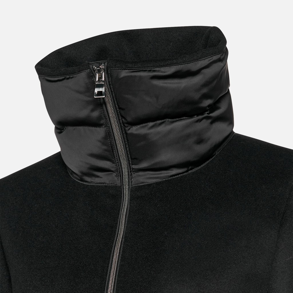 Coat with collar PLUETTE WOMAN Black/Black - image number 8 | GEOX