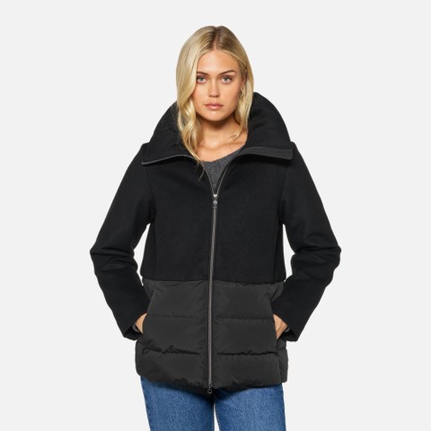 Coat with collar PLUETTE WOMAN Black/Black - image number 3 | GEOX